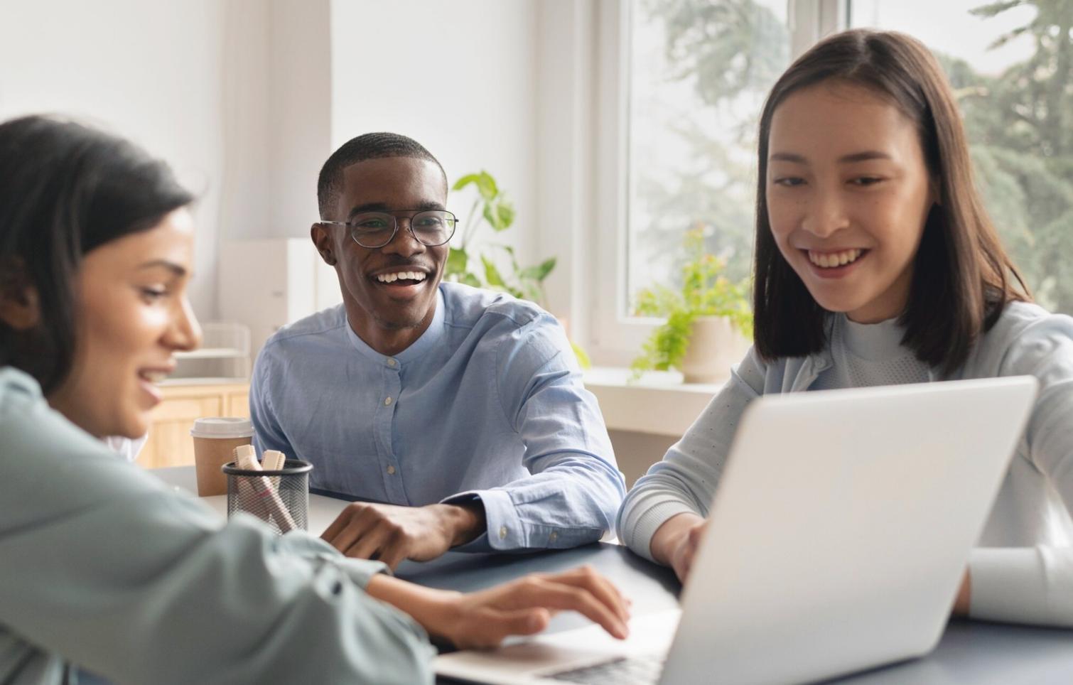 Financial professionals collaborating on budget analysis